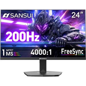 SANSUI 24" 1ms 160Hz Gaming Monitor, FHD 1080P Computer Screen, FreeSync Sync, 4000:1 Contrast, 110% sRGB, HDMI & DP Ports, VESA Mount, HDMI Cable Included