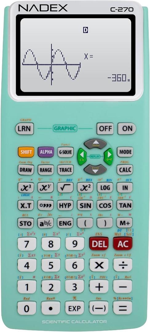 Scientific Calculator with Graph Functions for College and High School Students, Engineering, Advanced Mathematics, Calculus, Algebra, Geometery, Trigonometry, Statistics, Physics, Chemistry - Green (Mint)