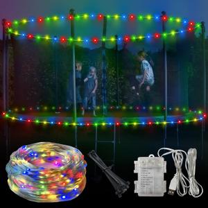 Lights for 16ft Trampoline, 71Ft Battery Operated Lights Waterproof Outdoor, 200 LEDs and 8 Modes Camping String Light, Adjustable Length Rope Light for 16Ft/15Ft/14Ft/12Ft Trampolines