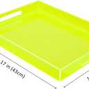 Large Acrylic Tray Ottoman Coffee Table Tray with Handles 17x13'' Decorative Serving Platter for Food Tea Dinner Snack Eating Bar Party, Neon Green