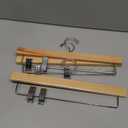 Nature Smile Solid Lotus Wood Deluxe Wooden Pants Hangers Bottom Hanger Jeans Hanger Skirt Hanger with 2-Adjustable Clips Anti-Rust Hook Pack of 10 (Natural)