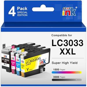 Compatible for LC3033 BK C M Y Ink Cartridges Brother LC3033XXL Super High-Yield Replacement for Brother Ink Cartridges LC3033 LC-3033 LC3035 Work with MFC-J995DW MFC-J805DW MFC-J815DW Printer-4 Packs
