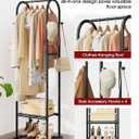 Sakugi Heavy Duty Premium Clothes Rack with 2-Tier Mesh Shoe Shelves & 4 Hooks, Lockable Wheels, Space-Saving, Multi-Functional for Bedroom, Entryway, Closet, Modern Design, 18.4" x 12.6" x 72", Black