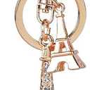 Fashion Yellow Pineapple Rhinestone Alloy Resin Women Car or Bag Keychain (Gold Eiffel)