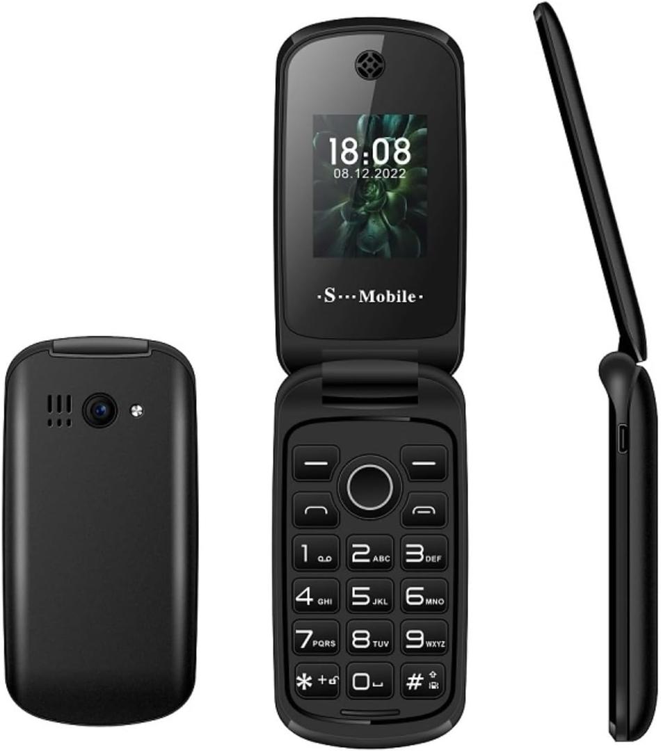 Yoidesu 2G F4 Flip Phone, Dual SIM SOS Large Buttons Easy to Use Senior Phone with LED Lights. Large Screen Powerful Speaker, 1.77in Display for Elderly Children (US Plug 110V) (Black)