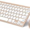 Compact Wireless Keyboard Mouse, 2.4GHz Ultra Thin Small Wireless Keyboard Mouse Combo for Desktop, Laptop (Gold)