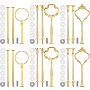 6 Sets 3 Tier Cake Stand Hardware Kit - Tiered Tray Hardware Fittings Hardware Fittings Stacking Wedding for Cake Stand Wedding Party Gold