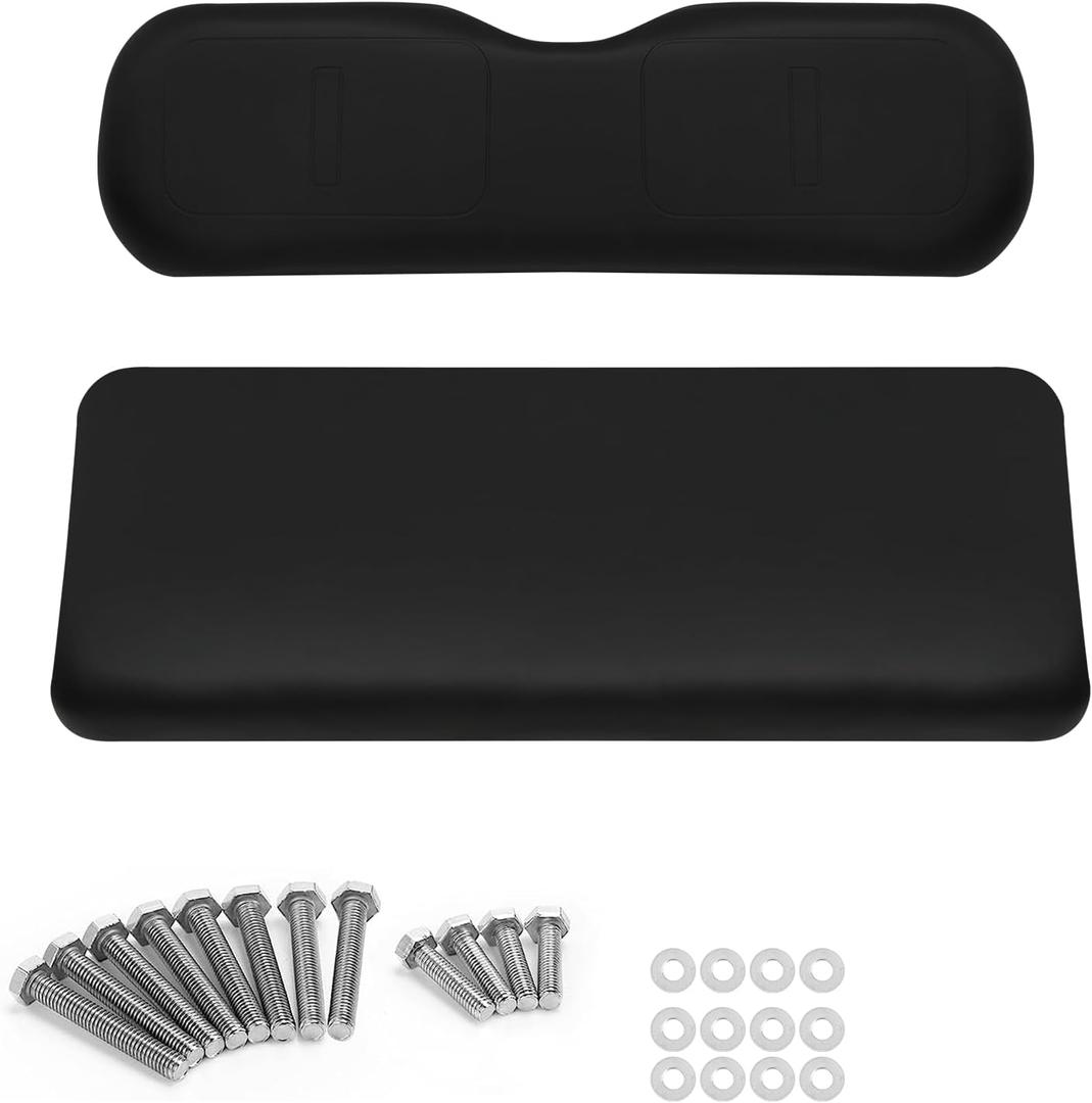 Golf Cart Universal Rear Replacement Cushions for EZGO/Club Car/Yamaha Aftermarket Flip Rear Seat Kit, Black,2 Piece Set