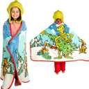 Dr. Seuss The Grinch Costume Holiday and Christmas Kids Super Soft Hooded Throw with Detachable Hat, 50"(L) X 60" (W), (Official Licensed Product) by Franco