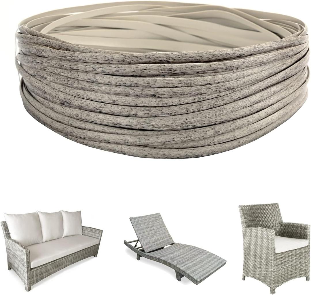 Lahpivieh 120 Ft Wicker Repair Kit, Plastic Wicker Material, Faux Rattan Replacement Supplies for Patio Furniture Sofa Chair Repair (Mottled Grey)
