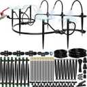 CARPATHEN 100FT Drip Irrigation System - Complete Garden Watering System w 15pcs 360 Atomizing Nozzles, 16 Adjustable Drip Emitters 5/16 and 1/4 Tubing- Constant Pressure Watering Spray System