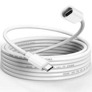 15FT Long USBC Extension Cable for Ring Solar Panel and Camera, White Waterproof USB Type-C Male to Female Extender Cord Charger 45W for Ring USBC Solar Panel,Security Camera,Mag-Safe Charger