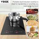 VBGK Double Induction Cooktop, 2300W 110V Portable Induction Cooktop with LED Touch Screen 9 Levels Settings,Electric cooktop with Child Safety Lock & Timer 2 burner