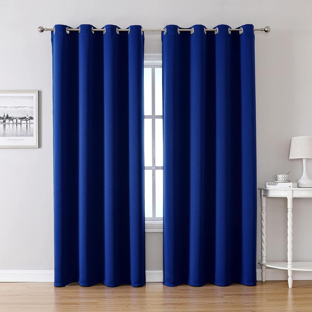 ChrisDowa Grommet Blackout Curtains for Bedroom and Living Room - 2 Panels Set Thermal Insulated Room Darkening Curtains (Royal Blue, 52 x 84 Inch)