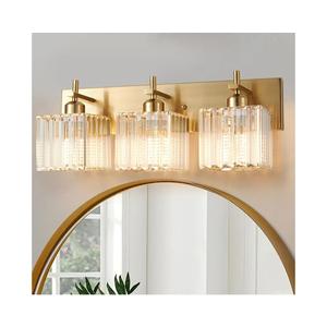 Modern Crystal Bathroom Vanity Lights, 3-Lights Brushed Gold Bathroom Light Fixtures Over Mirror,Wall Lamp for Living Room Hallway Cabinet