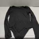 ANRABESS Women Scoop Neck Bodysuits Long Sleeve Tops 2025 Fall Slim Fit Ribbed Knit Sexy Soft Basic Shirts Fashion Outfits (Medium, Black)