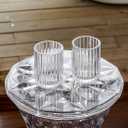 2 Piece Simple Transparent Vertical-Striped Bathroom Glass Toothbrush Cup Set