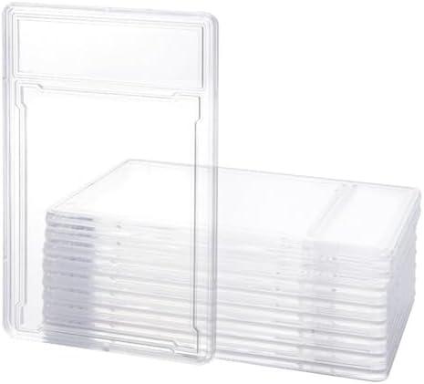Set of 10 Trading Cards Protector Case with Label Position Clear Baseball Card Holders Graded Card Empty Slab Box for Standard Collector Sport Game Grade (Clear)