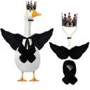 Porch Goose Outfit Black Angel Wings Princesess Queen Vintage Crystal Crown Fluffy Scarf Halloween 23 Goose Costume Feather Wings Arms Adjustable Dress Up for Garden Patio Yard Party Decoration