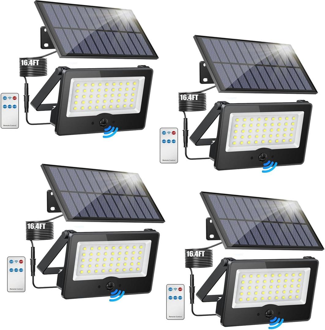 4 Pack Solar Outdoor LED Wall Lights,20W Motion Sensor Security Lights with 3 Lighting Modes Cordless LED Flood Light Solar Wall Lights Waterproof Solar Powered Lights for Wall Garden Garage