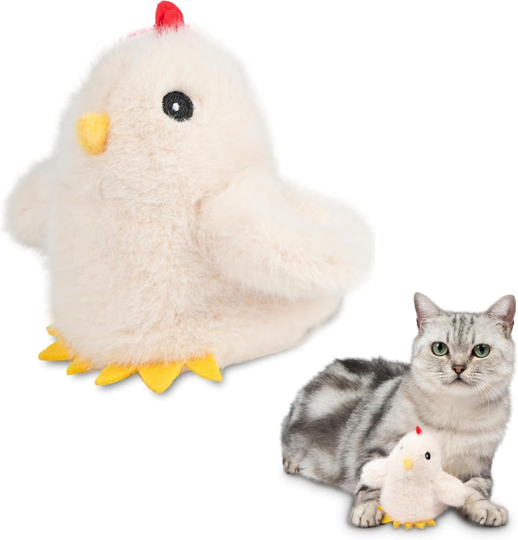 Catify Best Pet Supplies Flapping Duckling, Chick & Bird Cat Toy - Motion-Activated Wings, Realistic Chirps, Catnip-Infused Plush, USB-Rechargeable, Indoor Cats & Kittens, Self-Play Enrichment - Beige