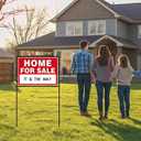 Home For Sale Sign with Stakes, 30 Tall, Double Sided Signs, For Sale By Owner Signs for Real Estate, Yard Sign for Home House Real Estate,(3 Pack)