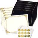 Ornate Empire Award Certificate Collection - Includes 25 Certificate Papers (White/Gold), 25 Heavy Linen Folders (Black/Gold), 25 Gold Foil Seals, Laser & Inkjet Printer Compatible