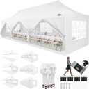 COBIZI 10x30 Pop up Canopy with Roller Bag & 8 Removable Sidewalls, Canopy Tent for Parties, Wedding, and Commercials, Waterproof and Instant Shelter UV50+ Outdoor Gazebo with 4 Sandbags(Pure White)