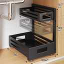 2 Pack Under Sink Organizer,Pull Out Cabinet Organizer with Smooth Cylindrical Rail,Metal Slide Out Drawer for Kitchen Bathroom Laundry Cabinet,8-Level Tool Free Height Adjustable-Black, 2 Pack-15"Dx9.5"-16.7"H