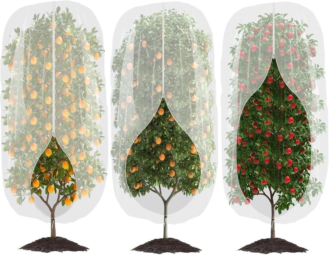 3pcs Garden Fruit Tree Netting with Zipper and Drawstring,5.91*7.22 Ft Bird Insect Mesh Net Cover for Garden Fruit Trees,Blueberry Tomato Strawberry and Plants Protection from Insect Squirrels Birds