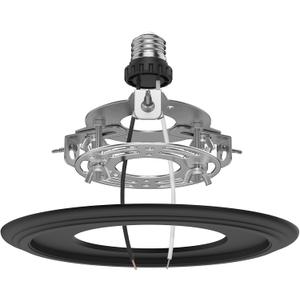 R5 and 6 Recessed Can Light Conversion Kit, for Ceiling Light Fixture, Pendant Light, Hanging Light, Ceiling Fan, with 7 Beveled & Flat, Steel, Medallion, Black Finish (black-1pc)