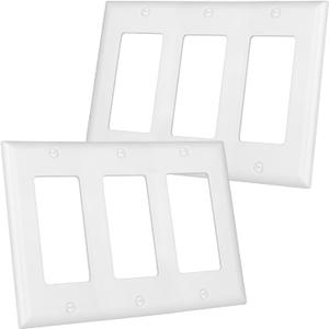 3 x 2 Pack Decorator Light Switch Cover Plate, Standard Size 3-Gang 4.57 x 6.38", Wall Plate Switch Cover, Outlet Covers Wall Plate, Unbreakable And High Temperature Resistant Switch Plate Covers, White
