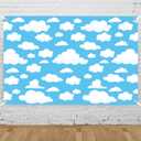 Cartoon Blue Sky White Clouds Backdrop 7x5 FT for Photoshoot Cloud Natural Theme Photography Backdrops Kids Birthday Party Background Baby Shower Decorations Banner Photo Studio