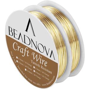 BEADNOVA Bare Copper Wire Tarnish Resistant Jewelry Making Wire (Gold Plated, 26 Gauge) (0.4mm)