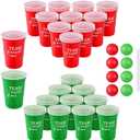 38 Pcs Christmas Game Supplies Set 16 oz Team Naughty/Nice Reusable Plastic Cups 8 Red Green Balls and A Pen for Christmas House Party Supplies Concerts Birthdays BBQ Holidays