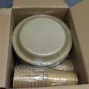 CLIYTICA Gold Plastic Plates Set-50 Guest 9" Dinner Plates & 7" Dessert Plates,12 oz Cups,Napkins,Forks,Disposable Plastic Tableware for Wedding,Corporate Events,Anniversary