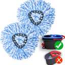 homsis 2 Pack Mop Replace Head Compatible with O Cedar Rinse Clean 2-Tank Spin Mop - Mop Refills 100% Microfiber, Deep Cleaning Machine Washable and Easy-to-Replace