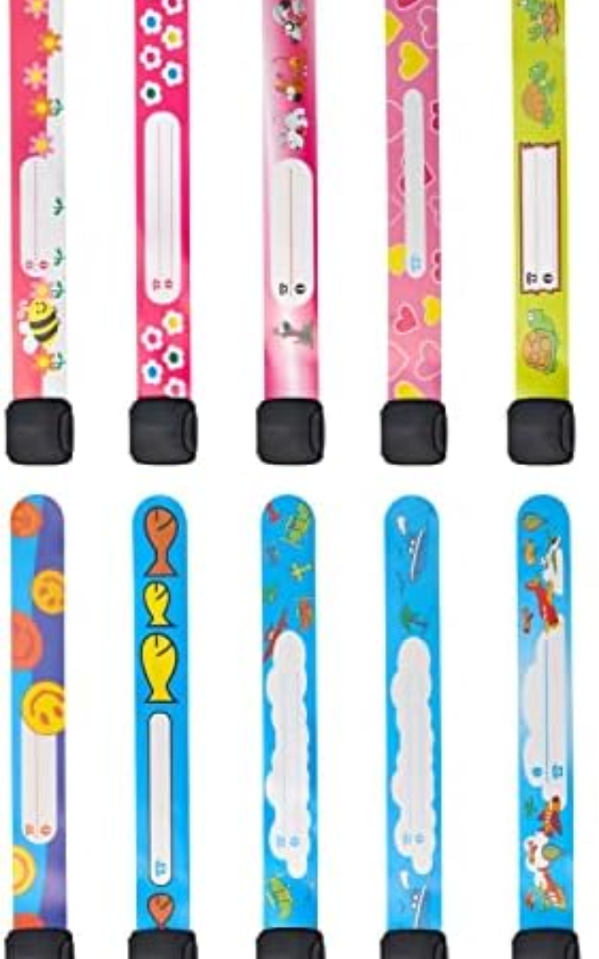 Pletpet 10 Pieces Child Safety ID Wristband, Adjustable & Waterproof Kids Id Bracelets, Reusable Identification Bracelet Wristbands for Boys and Girls Outdoor Activity