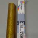 SCZENQI Glitter HTV Heat Transfer Vinyl Rolls- 10" x 8ft. Glitter HTV for Shirts. Iron on Vinyl and Heat Transfer Vinyl for All Cutters Machines. Easy to Cut & Weed Heat Vinyl Designs (Gold)