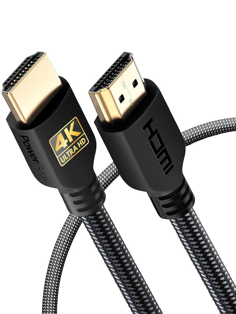 PowerBear 4K HDMI Cable 3 ft | Short Hdmi Cable, Braided Nylon & Gold Connectors, 4K @ 60Hz, Ultra HD, 2K, 1080P, ARC & CL3 Rated | for Laptop, Monitor, PS5, PS4, Xbox One, Fire TV, & More