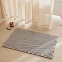 TYUU Waffle Bath Mat, Boho Bathroom Rugs Non Slip Washable Super Absorbent Quick Dry Bath Mat Farmhouse Bathroom Decor, 36"x24" Light Grey