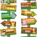 4 x 24 Pieces Safari Party Sign for Welcome to Jungle Safari Theme Party Decorations Wild Animal Directional Signs for Zoo Animal Theme Birthday Party Carnival Party Supplies, 7.87 x 11.02 inches