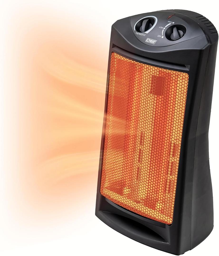 EZ-HEAT 1,500-Watt Radiant Quartz Tower Space Heater with Dual Heating Settings, Adjustable Thermostat, Overheat Protection, Safety Tip Over Switch, MG-QGW15-607