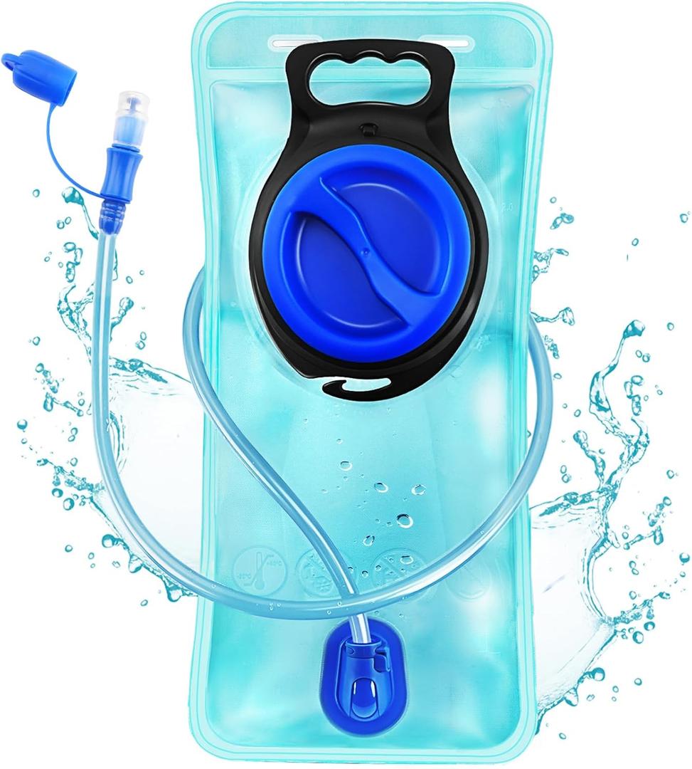 Hydration Bladder, 2L Water Bladder for Hiking Backpack Leak Proof Water Reservoir Storage, 2 Liter BPA-Free Water Pouch Hydration Pack Replacement for Biking Climbing Cycling Running, Blue