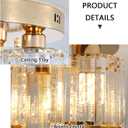 Gold Glam Chandelier Crystal Ceiling Light for Bedroom Lighting Fixtures LED Drum Light for Dining Room Kitchen Entrway Foyer