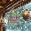 7 x Christmas Ornaments for Beach Lovers - Star Shaped Acrylic Hanging Ornament for Seaside Cottage Decoration (D10)