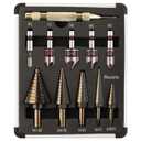 Rocaris 5 Pack Step Drill Bit & 5 Pack Countersink Drill Bit Set, Titanium Coated, 50 Sizes of Step Bit for Metal with Aluminum Case, Multiple Hole Stepped Up Bits for DIY