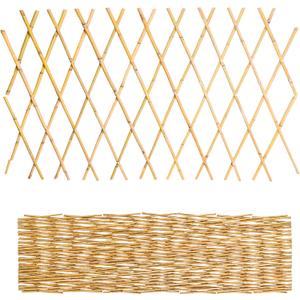 Expandable Bamboo Fence, Adjustable Plant Climbing Bamboo Trellis, Garden Lattice Fence Panel 36X96 Inch for Garden Patio or Indoor, Decorative Fence