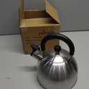 Primula Stewart Whistling Stovetop Tea Kettle Food Grade Stainless Steel, Hot Water Fast to Boil, Cool Touch Folding, 1.5-Quart, Brushed with Black Handle