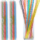 Reusable Plastic Drinking Stirrer Straws with Cleaner Brush, Assorted color Tube fit for Milk & Juice & Coffee & Smoothies & Cocktail & Kids Tableware Kit (36Count-9.5in)